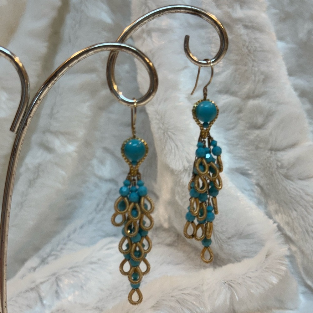 Turquoise and Gold Dangle Earrings
